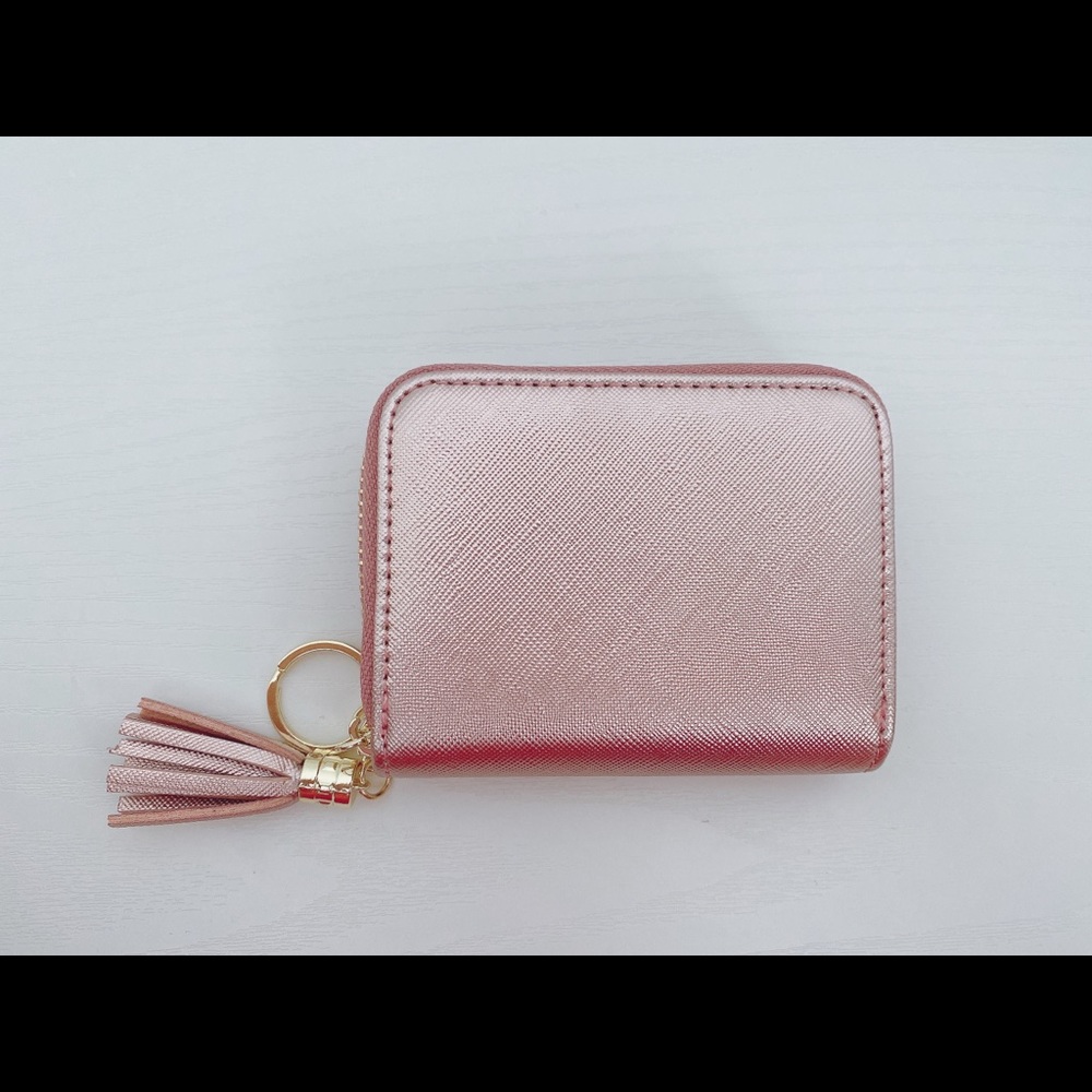 Pink metallic accordion wallet card holder